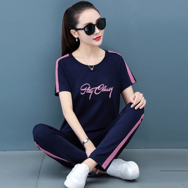 Generic 2022 Summer Fashion Casual Womens Sport Suit 7722 royal blue suit trousers 