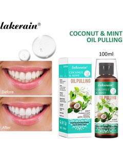Coconut and Mint Pulling Oil, Peppermint Oil Pulling Mouthwash, Natural Coconut Oil Pulling Teeth, Fresh Breath, Healthy Teeth and Gums-100ml