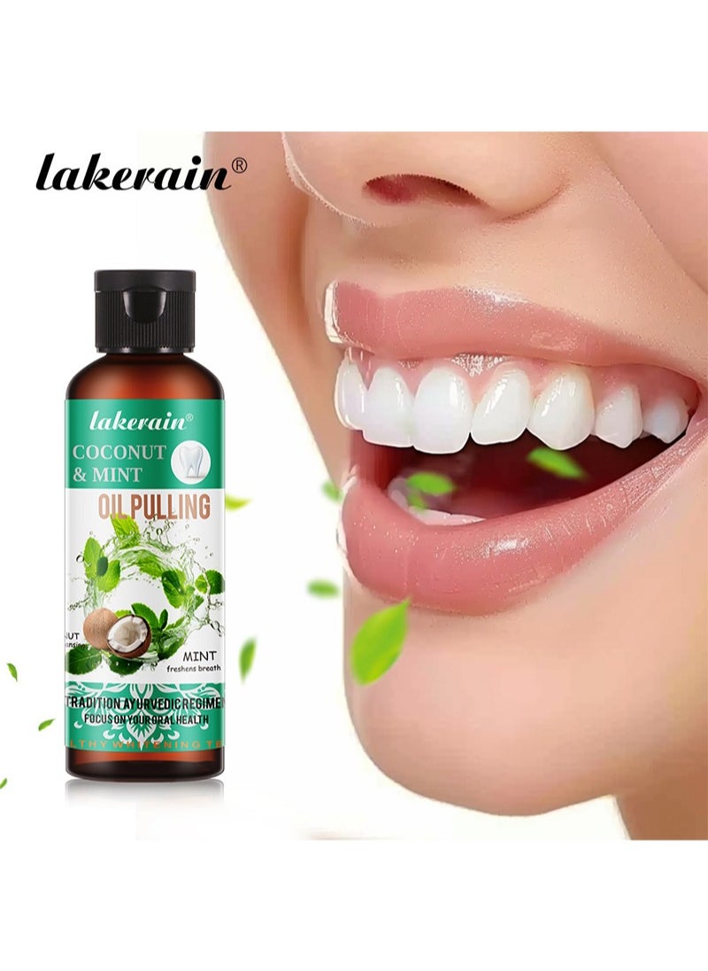 lakerain - Coconut and Mint Pulling Oil, Peppermint Oil Pulling Mouthwash, Natural Coconut Oil Pulling Teeth, Fresh Breath, Healthy Teeth and Gums-100ml - Image 1