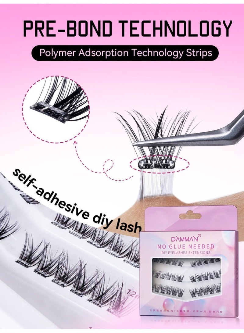 D'AMMA'N 30 Pcs Pre-Glued Self-Adhesive Lash Clusters, D Curl Wispy False Eyelashes, DIY Eyelash Extensions No Glue Needed, Natural Fluffy Lightweight Lashes, Beginner Friendly Reusable Salon Use, NO.7 - Image 2