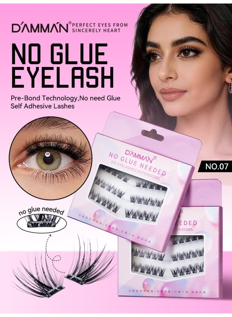 D'AMMA'N 30 Pcs Pre-Glued Self-Adhesive Lash Clusters, D Curl Wispy False Eyelashes, DIY Eyelash Extensions No Glue Needed, Natural Fluffy Lightweight Lashes, Beginner Friendly Reusable Salon Use, NO.7 - Image 1