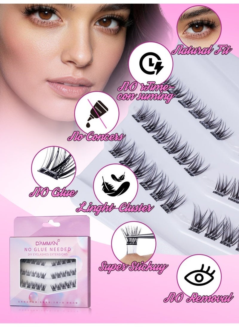 D'AMMA'N 30 Pcs Pre-Glued Self-Adhesive Lash Clusters, D Curl Wispy False Eyelashes, DIY Eyelash Extensions No Glue Needed, Natural Fluffy Lightweight Lashes, Beginner Friendly Reusable Salon Use, NO.7 - Image 5
