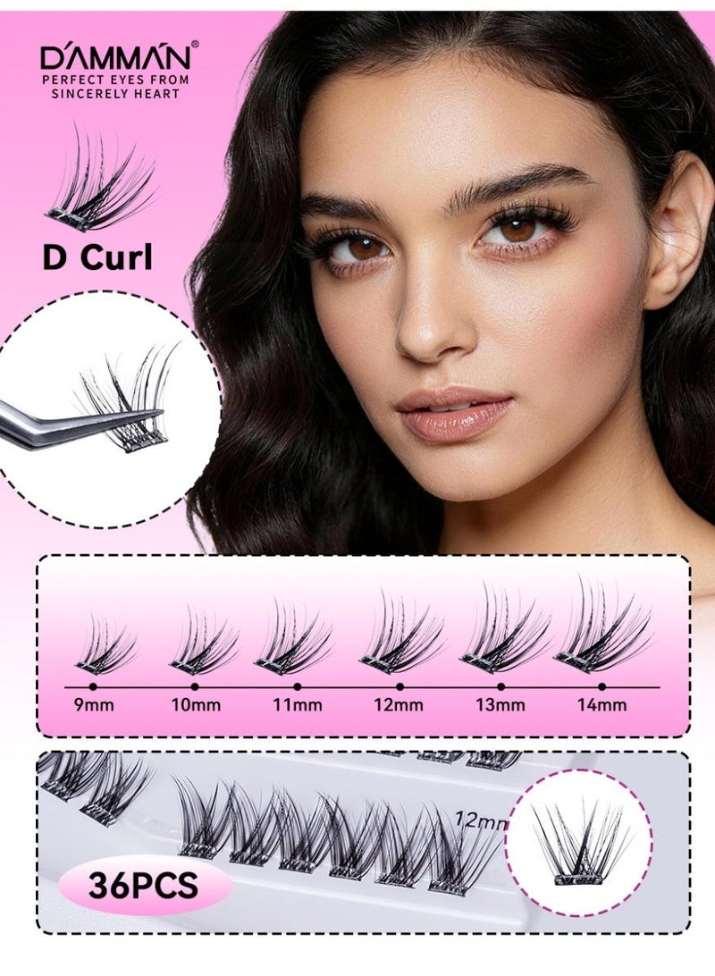 D'AMMA'N 30 Pcs Pre-Glued Self-Adhesive Lash Clusters, D Curl Wispy False Eyelashes, DIY Eyelash Extensions No Glue Needed, Natural Fluffy Lightweight Lashes, Beginner Friendly Reusable Salon Use, NO.7 - Image 4