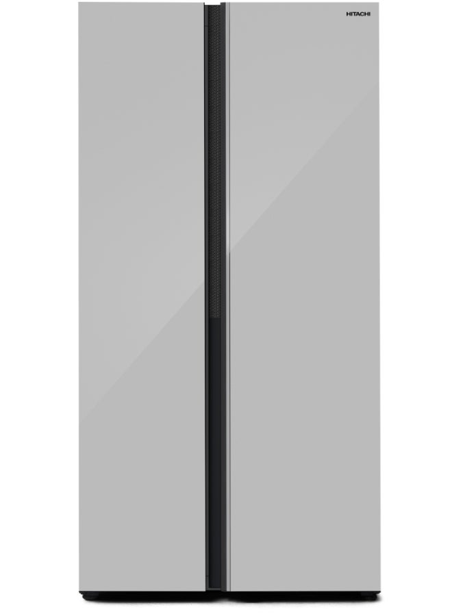 HITACHI Side By Side Refrigerator, 14.5 Cu.ft, Freezer 8.7 Cu.ft, Glass Silver Sky Line HRSN9713ESGSSA Glass Silver - Image 1