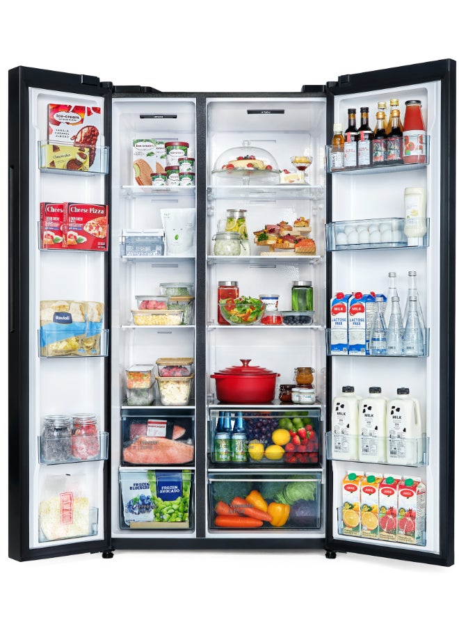 HITACHI Side By Side Refrigerator, 14.5 Cu.ft, Freezer 8.7 Cu.ft, Glass Silver Sky Line HRSN9713ESGSSA Glass Silver - Image 5