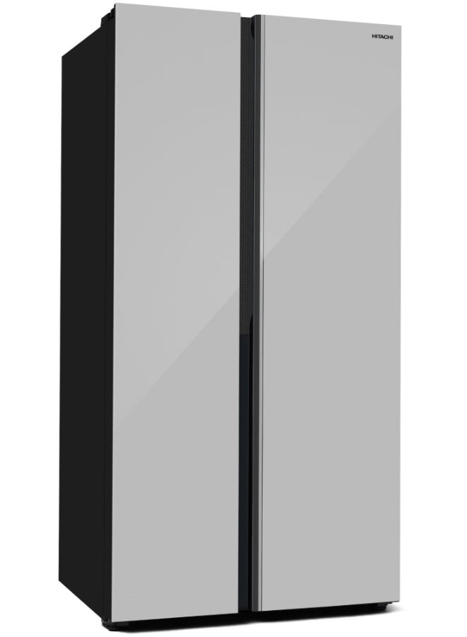 HITACHI Side By Side Refrigerator, 14.5 Cu.ft, Freezer 8.7 Cu.ft, Glass Silver Sky Line HRSN9713ESGSSA Glass Silver - Image 3