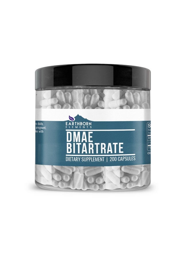 Earthborn Elements DMAE Bitartrate 200 Capsules, Pure & Undiluted, No Additives - Image 1