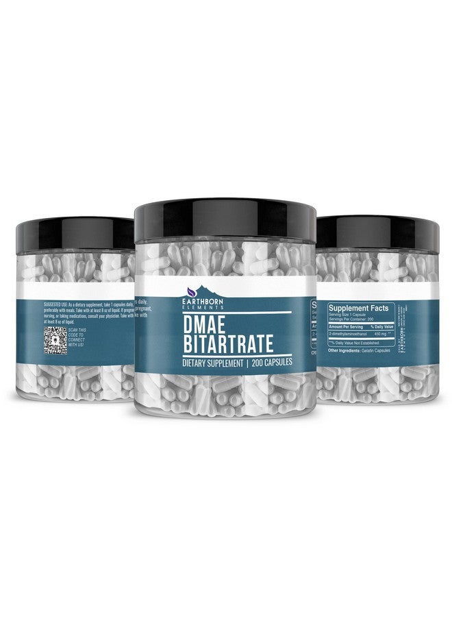 Earthborn Elements DMAE Bitartrate 200 Capsules, Pure & Undiluted, No Additives - Image 2