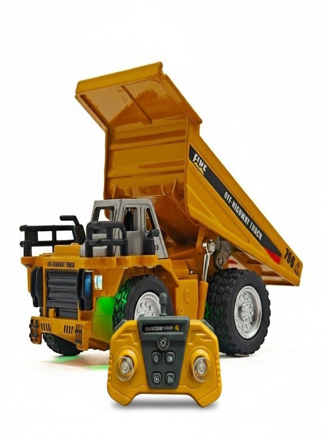 Brighterbee HG4-431 RTR 1/64 2.4G Mini RC Car Alloy Dump Truck Support App Remote Controlled LED Light Sound Engineering Vehicle Two Speed Desktop Toys Model Collection Gift for Boys - Image 1