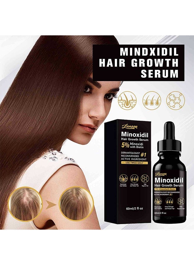 LUNOON Minoxidil Hair Growth Serum, 5% Minoxidil Hair Regrowth and Beard Growth 60ml, For Hair Loss Control & Hair Growth In Men & Women, Dermatologist Recommended - Image 1