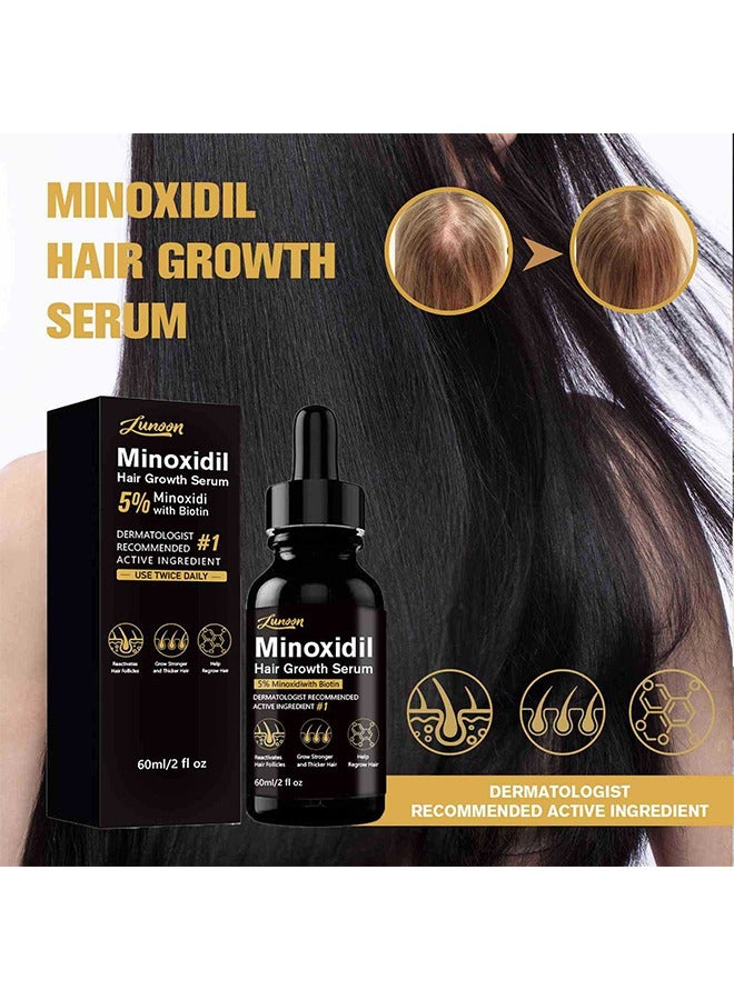 LUNOON Minoxidil Hair Growth Serum, 5% Minoxidil Hair Regrowth and Beard Growth 60ml, For Hair Loss Control & Hair Growth In Men & Women, Dermatologist Recommended - Image 4