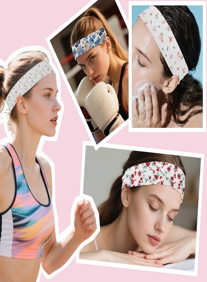 picheng Printed Floral Headbands for Women: 7 Pack Non Slip Soft Cotton Stretchy Sports Hair Bands for Workout Yoga Running (Flower Series) - Image 5