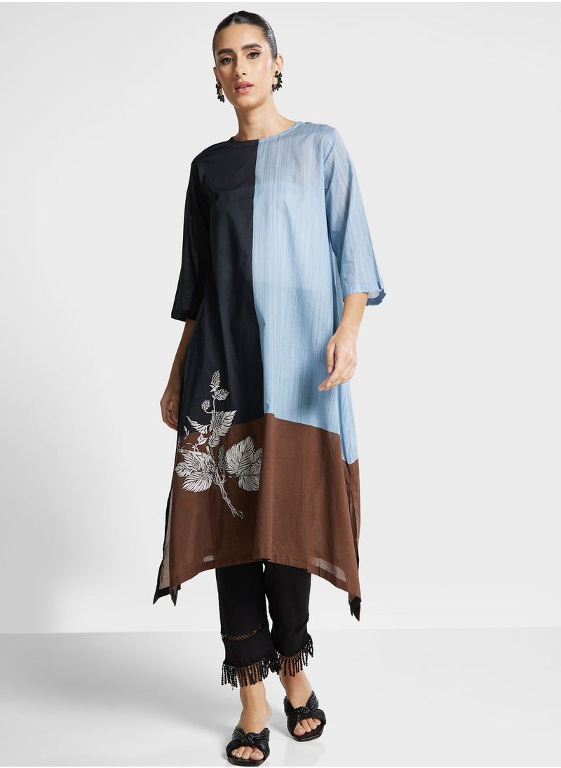 Nishat Linen - Contrast Detail Printed Kurti - Image 1
