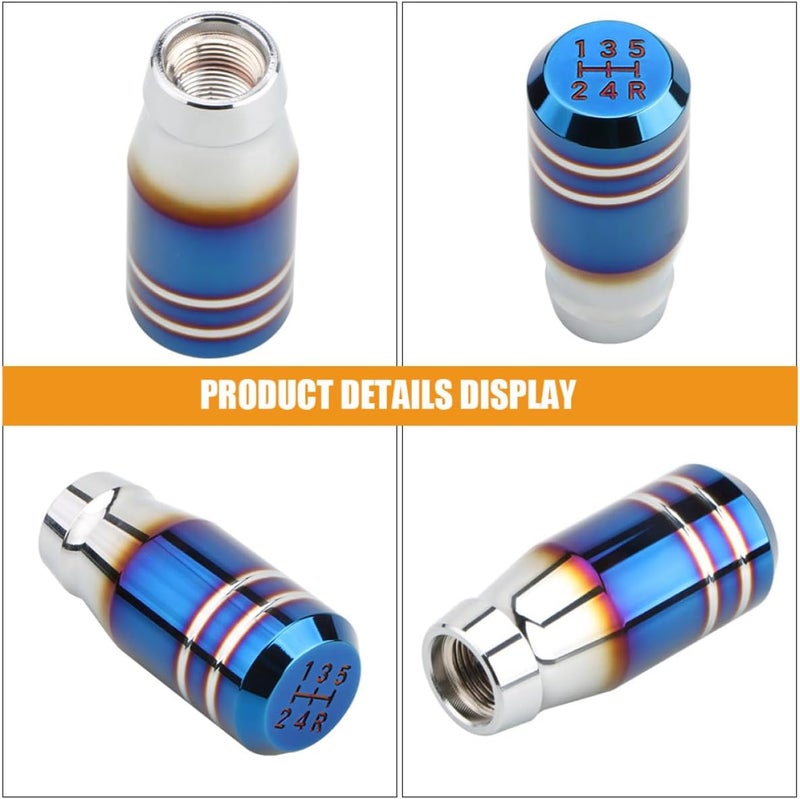 Universal Aluminum Alloy Gear Shift Knob for Manual Cars, 5-Gear Lever Replacement, Blue Anodized Finish, Compatible with Manual Transmission Vehicles - Image 5