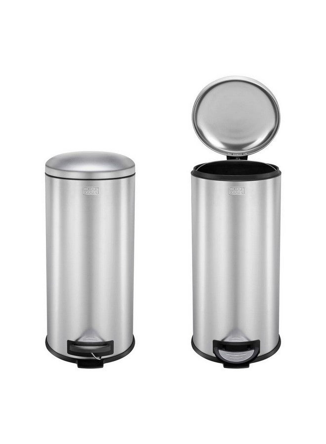 بلاك اند ديكر سلة مهملات ناعمة الإغلاق من الستانلستيل مزودة بدواسة باللونين الفضي والأسود سعة 30 لترًا 61254 - Image 4