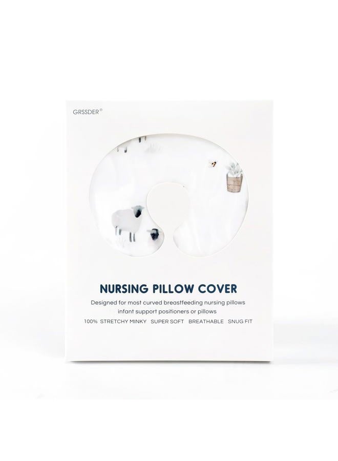 GRSSDER Nursing Pillow Cover, Stretchy Soft Minky Fabric Covers, Fit Most Nursing Support Pillows for Breastfeeding, Comfortable Safe Pillow Cover, Farm Animals - Image 2