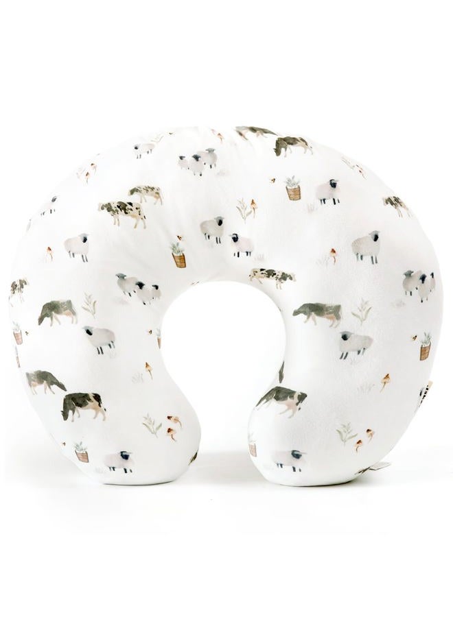 GRSSDER Nursing Pillow Cover, Stretchy Soft Minky Fabric Covers, Fit Most Nursing Support Pillows for Breastfeeding, Comfortable Safe Pillow Cover, Farm Animals - Image 1