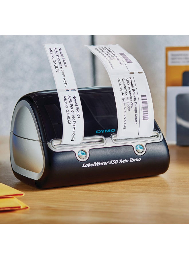 DYMO Label Writer 450 Twin Turbo label printer, 71 Labels Per Minute, Black/Silver (1752266)