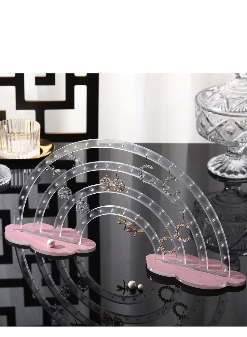 Excefore حامل أقراط أكريليك، حامل عرض أقراط قوس قزح، منظم مجوهرات معلق، حامل أقراط شفاف مزدوج الجوانب، مناسب لتزيين غرفة البنات - Image 3