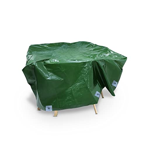 TUFFPAULIN Furniture Waterproof Cover Sheet Patio Table and Chair Set Outdoor Garden Dustproof All Weather Protection - 80in X 80in X 32in (Green) - Image 1