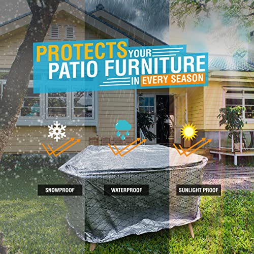 TUFFPAULIN Furniture Waterproof Cover Sheet Patio Table and Chair Set Outdoor Garden Dustproof All Weather Protection - 80in X 80in X 32in (Green) - Image 3