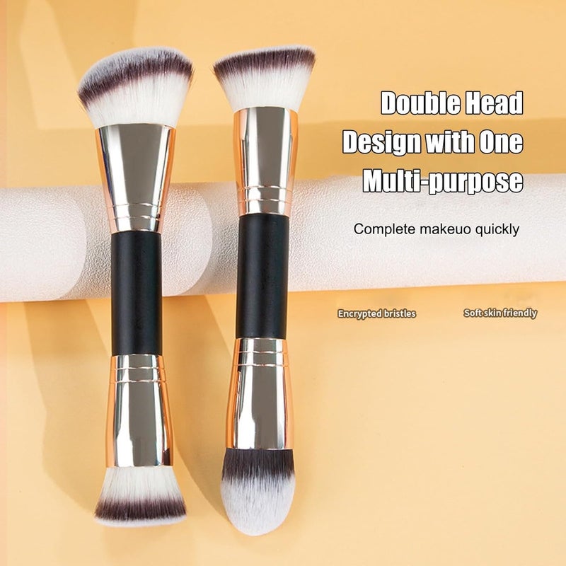 Ruby Face Foundation Makeup Brush, Premium Kabuki Brush, Double-Ended Contour Brush for Blending Liquid Powder Concealer Cream Blush Makeup Brush (Tapered Top/Angled, 1) - Image 3