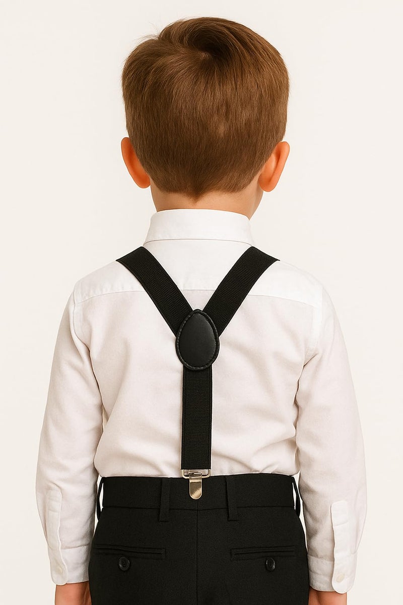 RR DESIGN Kids Black Suspenders and Gold faux -Trim Bow Tie Set, Adjustable Formal Wear Accessories for Special Occasions(1-6 years) (Black) - Image 4