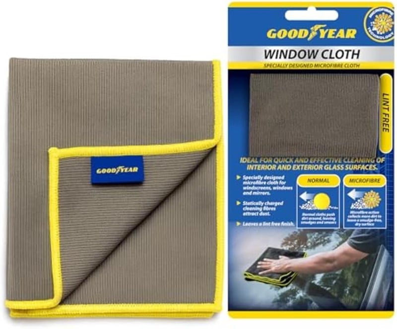 Goodyear Microfibre Window Cloth - Lint Free Cleaning Cloth for Glass Surfaces - Image 1