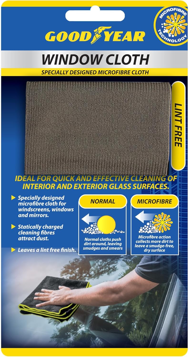 Goodyear Microfibre Window Cloth - Lint Free Cleaning Cloth for Glass Surfaces - Image 3