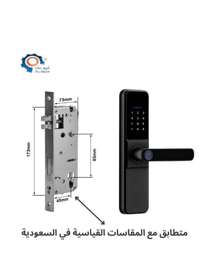 Smart Door Lock Fingerprint Wi-Fi – Remote Control via App – Keyless Entry – High Security – Easy Installation – Suitable for Homes, Offices, and Hotels – Supports Fingerprint, Passcode, Card, and Mechanical Key – Stylish and Durable Design