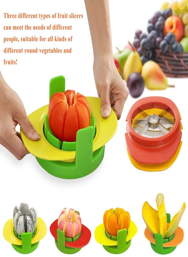 BIGOU Fruit Cutter Slicer, 4 in 1 Apple Slicer with Vegetable Peeler & Cleaning Brush Mango Cutter Corer Remover Tomato Wedges Stainless Steel Heavy Duty Fruit & Vegetable Cutter Easy Kitchen Tool - Image 4