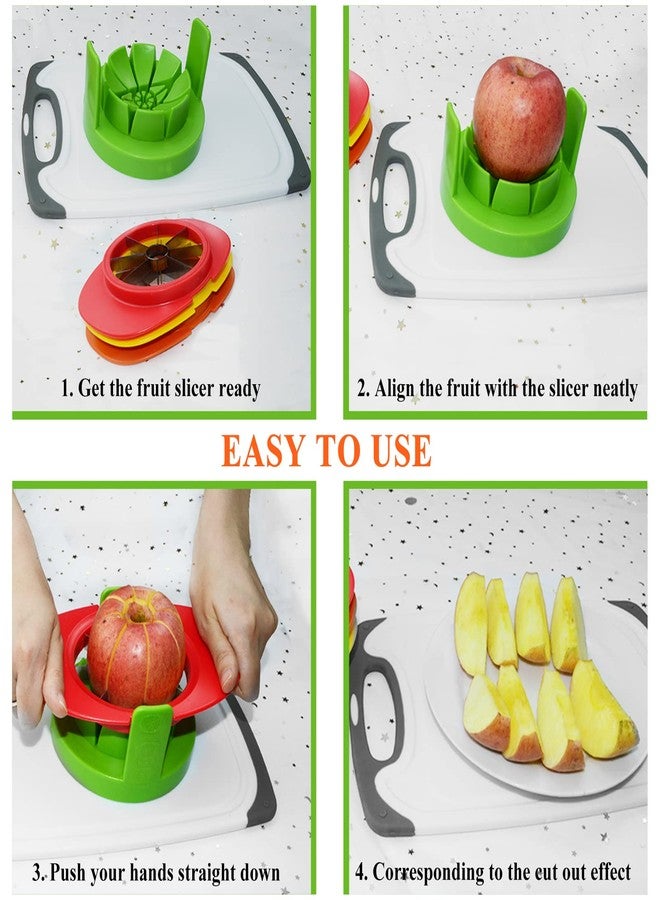 BIGOU Fruit Cutter Slicer, 4 in 1 Apple Slicer with Vegetable Peeler & Cleaning Brush Mango Cutter Corer Remover Tomato Wedges Stainless Steel Heavy Duty Fruit & Vegetable Cutter Easy Kitchen Tool - Image 3