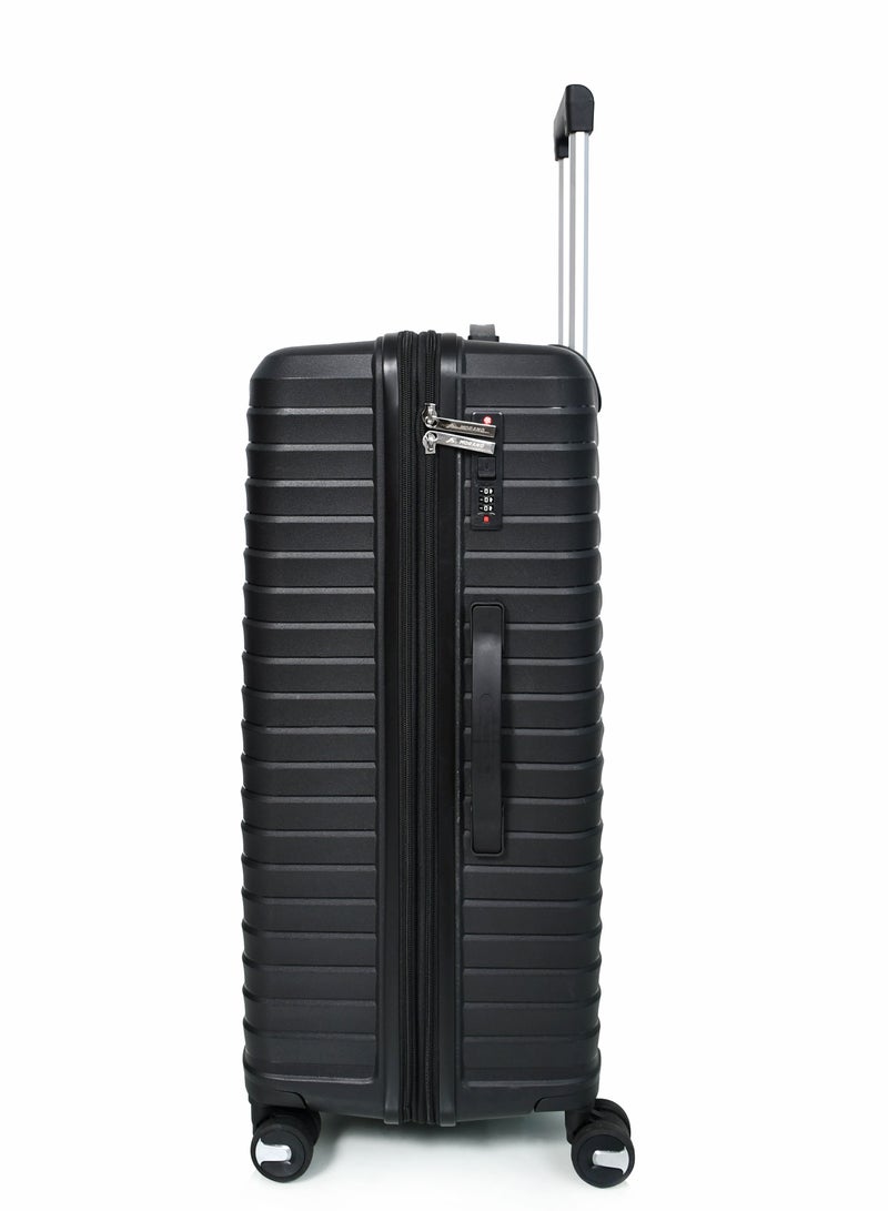 مورانو طقم شنط سفر مورانو للجنسين بسسته إضافيه للتوسعه – 3 قطع بلون أسود – مصنوعة من مادة البولي بروبلين غير القابلة للكسر مقاسات: 28''-24''-20'' إنش - Image 5