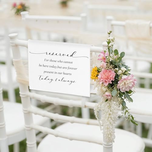 ChissNook In Loving Memory Wedding Sign, Reserved Memorial Signs Pew Cloths Seating Placeholder for Chairs, Wedding Decorations for Reception Celebrations Event (today & always, 1 Pc) - Image 3