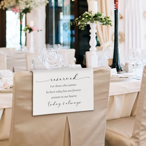 ChissNook In Loving Memory Wedding Sign, Reserved Memorial Signs Pew Cloths Seating Placeholder for Chairs, Wedding Decorations for Reception Celebrations Event (today & always, 1 Pc) - Image 5