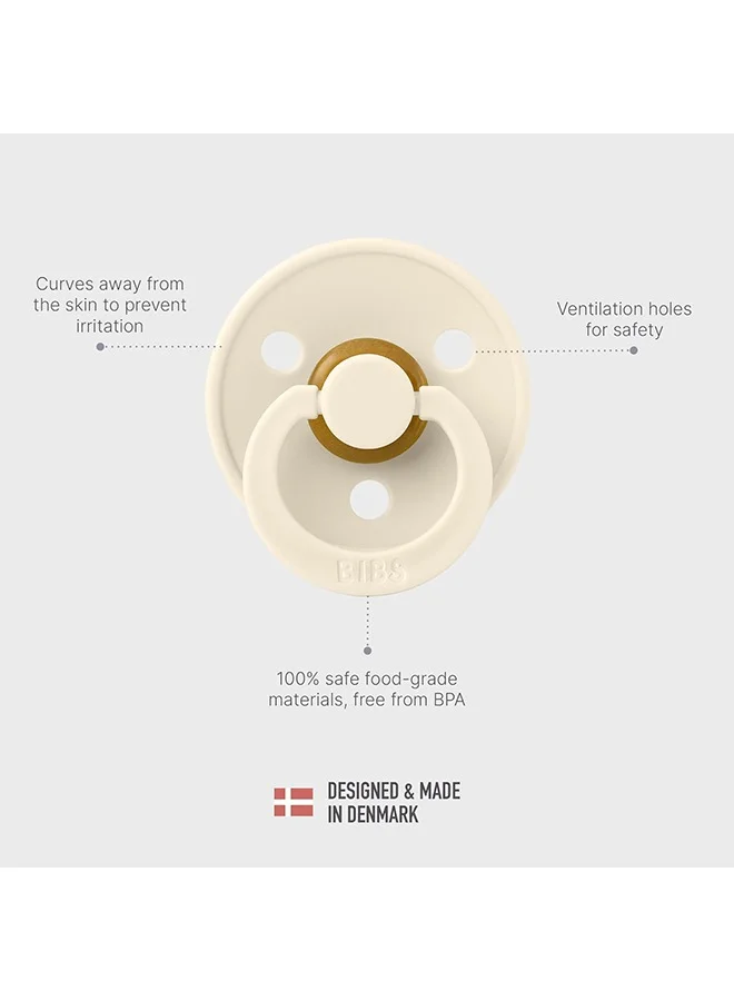 BIBS Set of 2 Pacifiers, Natural Rubber Baby Pacifier, Bpa - Free Soothers, Made In Denmark, Sage/Ivory, Size 6 - 18 Months