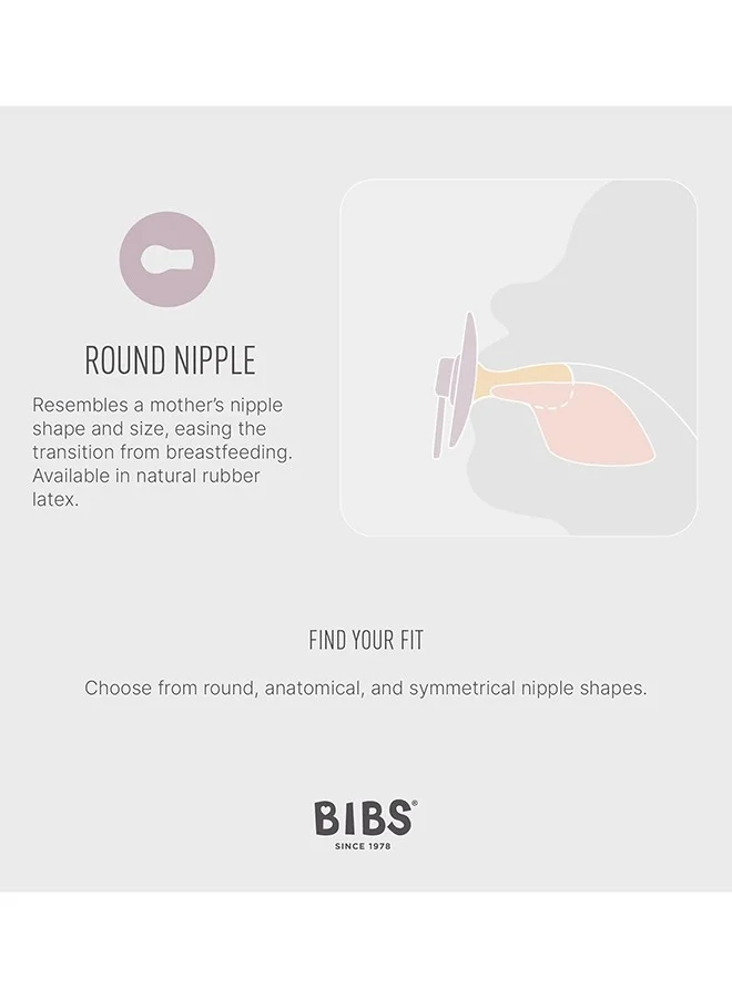 BIBS Set of 2 Pacifiers, Natural Rubber Baby Pacifier, Bpa - Free Soothers, Made In Denmark, Sage/Ivory, Size 6 - 18 Months