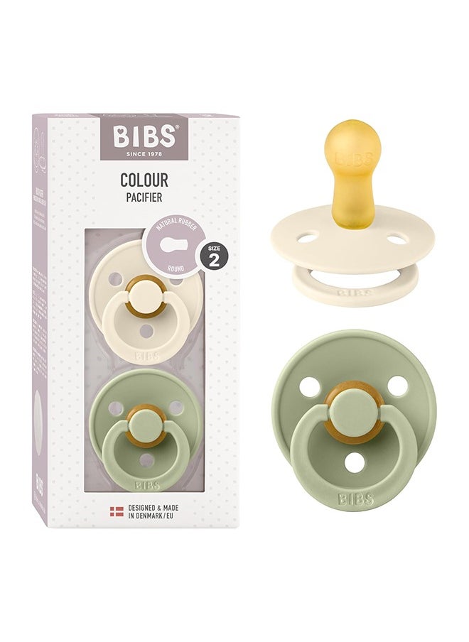BIBS Set of 2 Pacifiers, Natural Rubber Baby Pacifier, Bpa - Free Soothers, Made In Denmark, Sage/Ivory, Size 6 - 18 Months  - Image 1