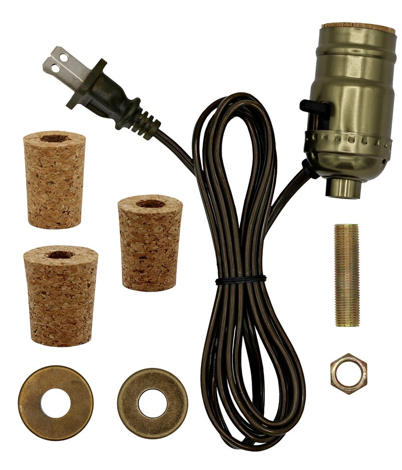 Creative Hobbies PreWired Bottle Lamp Kit Easily Convert Any Bottle Into A Lamp DIY No Drilling Required Antique Brass