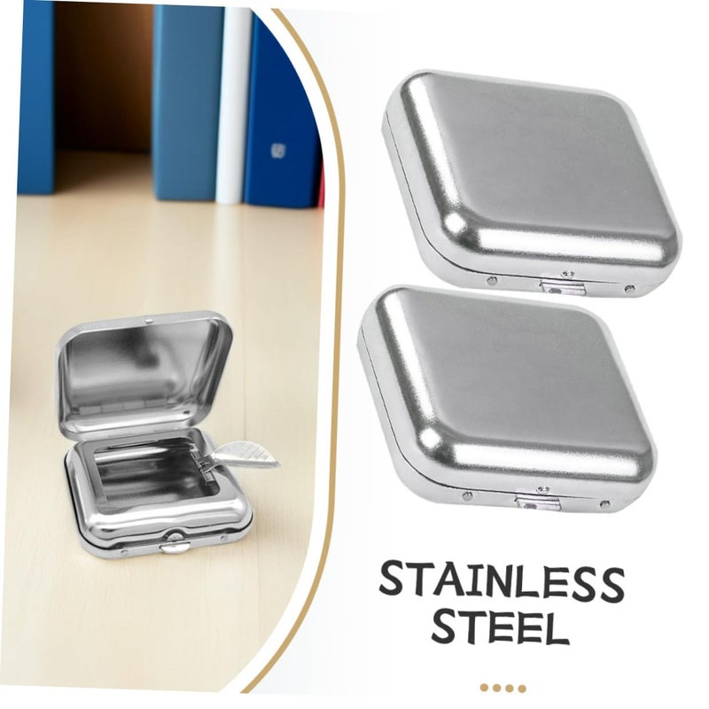 Stainless Steel Portable Mini Ashtray With Lid 2 Pack For Car Travel Outdoor - Image 4