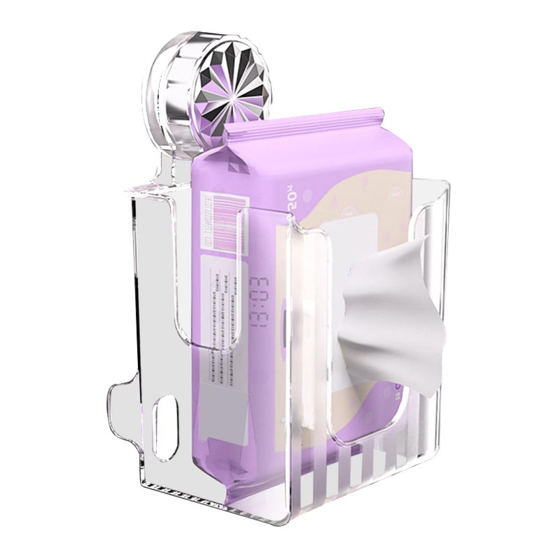 Black Wall Mounted Wet Wipes Dispenser Anti Slip Suction Cup Refillable Holder - Image 2