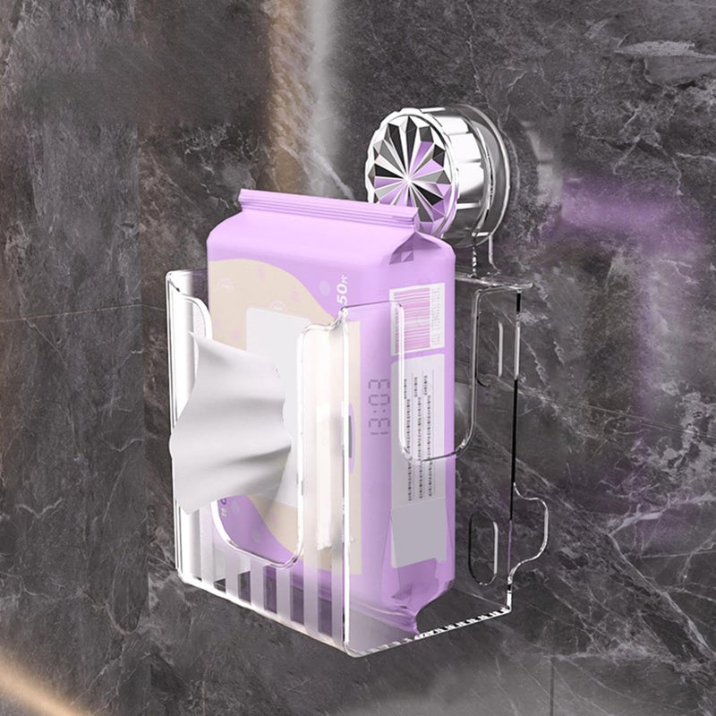Black Wall Mounted Wet Wipes Dispenser Anti Slip Suction Cup Refillable Holder - Image 5