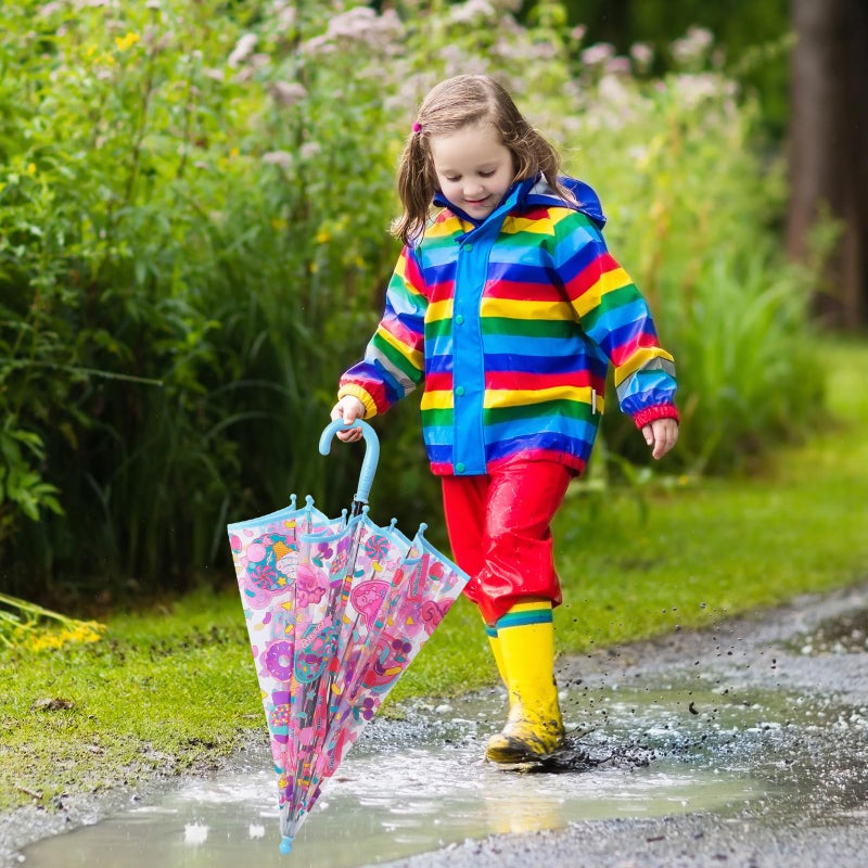 Decalsweet Kids Umbrella Clear Bubble Umbrellas for Rain,Transparent Dome Safety Windproof Umbrella with Easy-Grip Hook Handle for Toddler Girls and Boys - Image 4