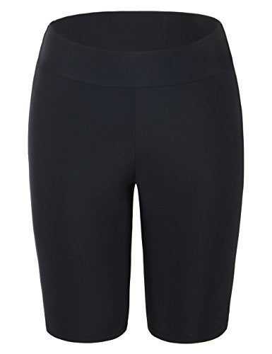 Firpearl Women's Long Swim Shorts UPF50+ Sport Beach Surf Shorts Swimsuit Drawstring Boardshorts Black US18 - Image 1