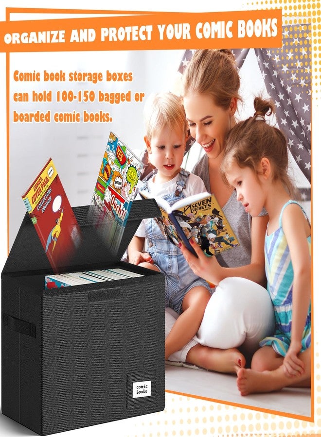 Leffis Comic Book Storage, Box 15.5" X 7.5" X 11.3", Collapsible Comic Short Box with Lids Holds 150 Comics Heavy Duty Comic Book Bin Container (1 pack, black) - Image 3