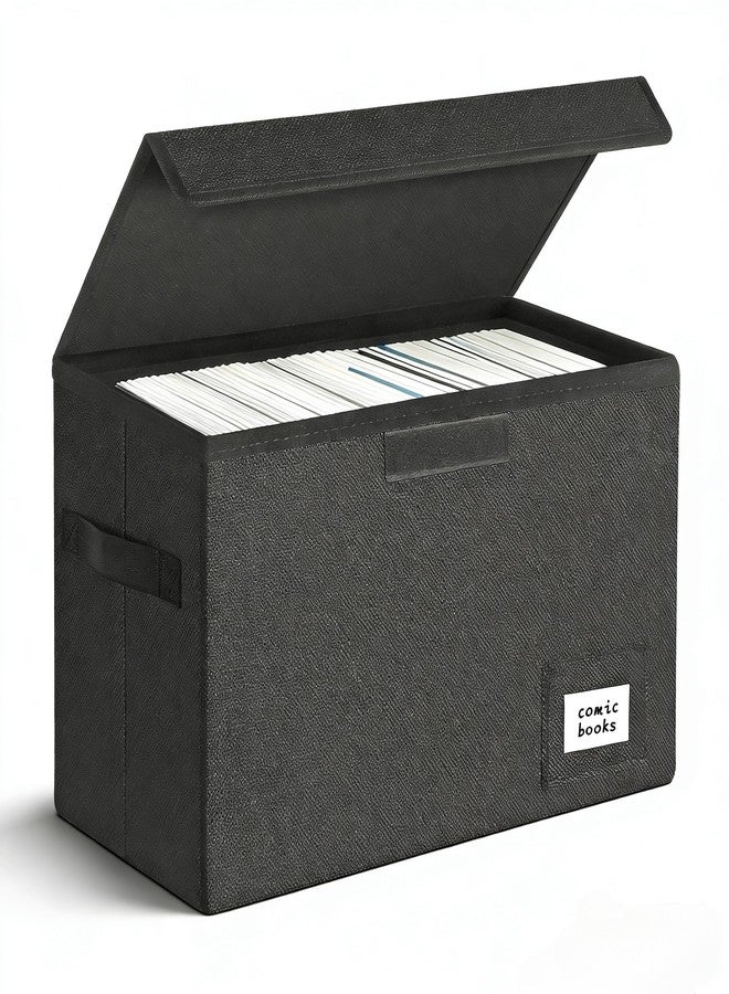 Leffis Comic Book Storage, Box 15.5" X 7.5" X 11.3", Collapsible Comic Short Box with Lids Holds 150 Comics Heavy Duty Comic Book Bin Container (1 pack, black) - Image 1