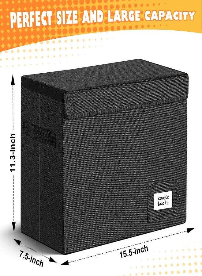 Leffis Comic Book Storage, Box 15.5" X 7.5" X 11.3", Collapsible Comic Short Box with Lids Holds 150 Comics Heavy Duty Comic Book Bin Container (1 pack, black) - Image 2