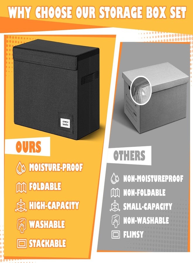 Leffis Comic Book Storage, Box 15.5" X 7.5" X 11.3", Collapsible Comic Short Box with Lids Holds 150 Comics Heavy Duty Comic Book Bin Container (1 pack, black) - Image 5
