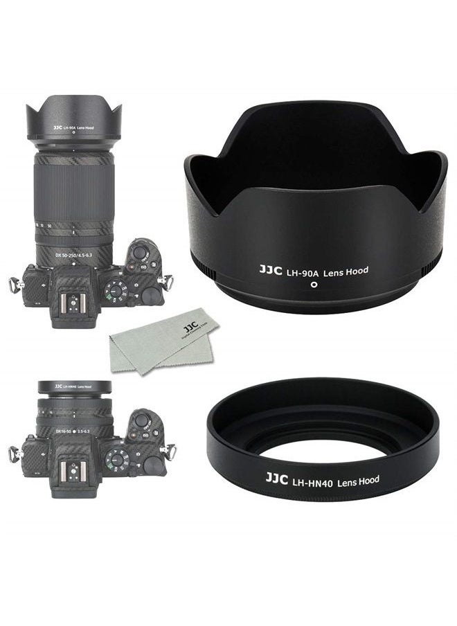 JJC - (1+1) Screw on + Bayonet Lens Hood Shade for Nikon Z30 Z50 Z fc Dual Lens Kit (Nikkor Z DX 16-50mm & 50-250mm) Replaces HN-40 and HB-90A Lens Hood - Image 1