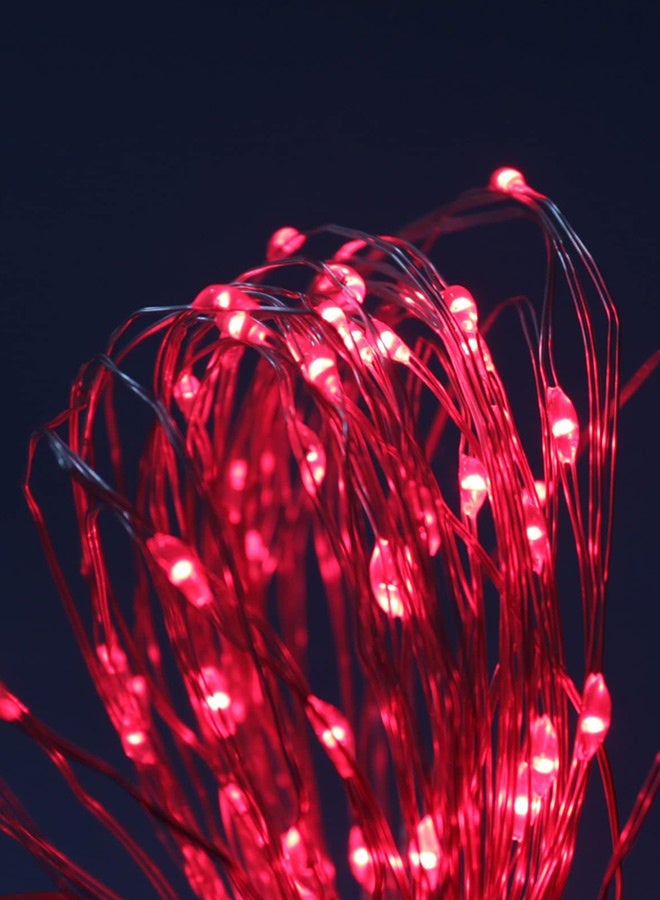 بشكل مختصر [عبوتان] أضواء عيد الميلاد الساحرة ذات الثنائيات المضيئة (LED)، تعمل بالبطارية، 10 أمتار/100 مصباح LED بلون أحمر، علبة بطارية مقاومة للمياه (3 بطاريات AA)، أضواء داخلية وخارجية لشجرة الكريسماس، الأعراس، الهالوين، الحفلات، زينة الحدائق (باللون الأحمر) - Image 4